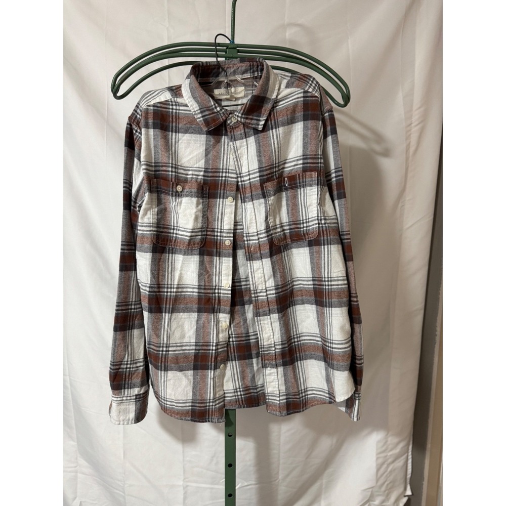 Aeropostale Plaid Button Up Shirt Mens XS Brown White Long‎ Sleeve Flannel Style